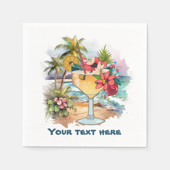 Servilleta De Papel Cute tiki Cocktail añadir texto (Anverso)