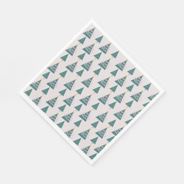 Servilleta De Papel Cute Trees Doodles Pink Green (Esquina)