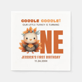 Servilleta De Papel Cute Turkey Gobble Thanksgiving 1st Birthday
