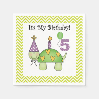 Servilleta De Papel Cute Turtle 5º Papel de cumpleaños
