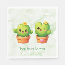 Servilleta De Papel Cute Twin Cactus Baby Shower