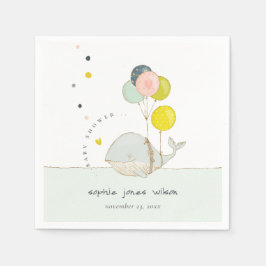 Servilleta De Papel Cute Underwater Balloon Whale Heart Baby Shower
