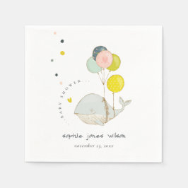 Servilleta De Papel Cute Underwater Balloon Whale Heart Baby Shower