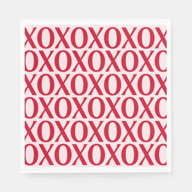 Servilleta De Papel Cute Valentine Day XOXO Red And Pink (Anverso)