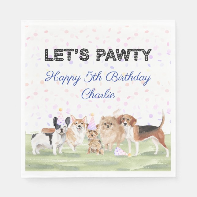 Servilleta De Papel Cute, vamos a hacer fiesta de cumpleaños de perros (Anverso)