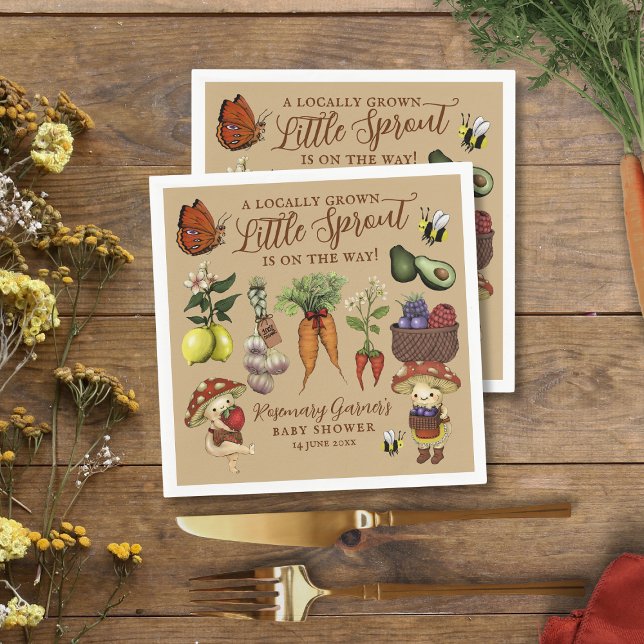 Servilleta De Papel Cute Veg Locally Grown Little Sprout Baby Shower (Subido por el creador)