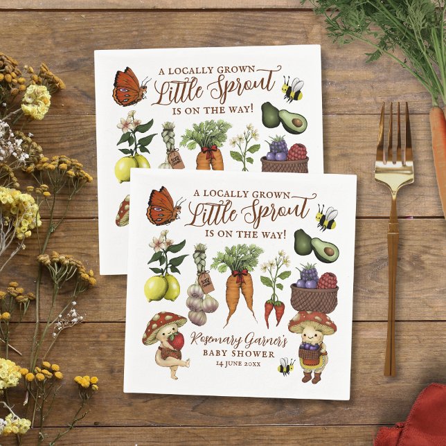 Servilleta De Papel Cute Veg Locally Grown Little Sprout Baby Shower (Subido por el creador)