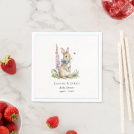 Servilleta De Papel Cute vintage Bunny Baby boy Shower 