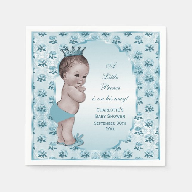 Servilleta De Papel Cute vintage Prince Baby Shower (Anverso)