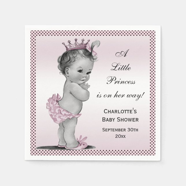 Servilleta De Papel Cute Vintage Princess Baby Shower (Anverso)