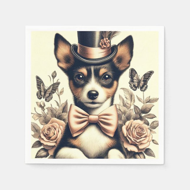 Servilleta De Papel Cute Vintage Toy Fox Terrier (Anverso)