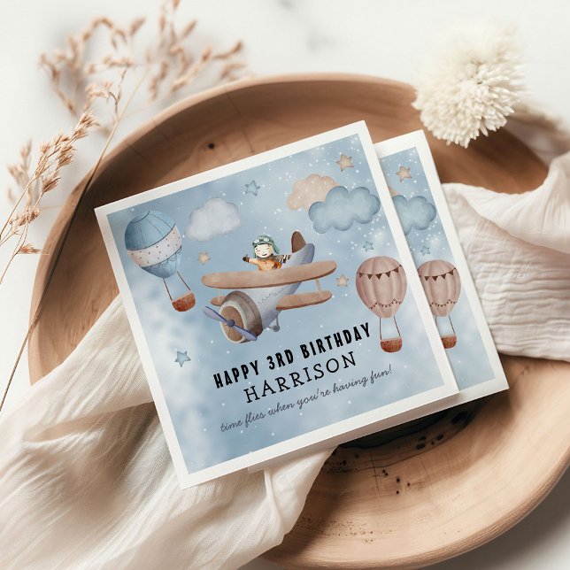 Servilleta De Papel Cute Watercolor Airplane Boy Birday Party (Subido por el creador)