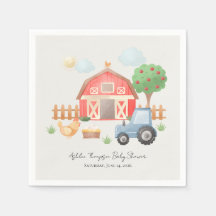 Cute Watercolor Barn Farm Animals Baby Shower