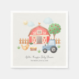 Servilleta De Papel Cute Watercolor Barn Farm Animals Baby Shower 