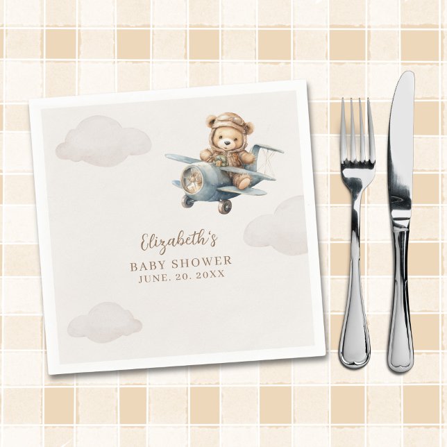 Servilleta De Papel Cute Watercolor Bear Baby Shower party (Subido por el creador)