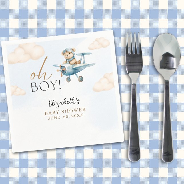 Servilleta De Papel Cute Watercolor Bear Baby Shower party (Subido por el creador)