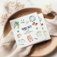Cute Watercolor Boy Clothes BOY Baby Shower