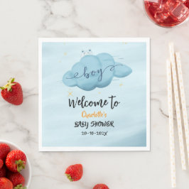 Servilleta De Papel Cute Watercolor Cloud Baby Boy Shower