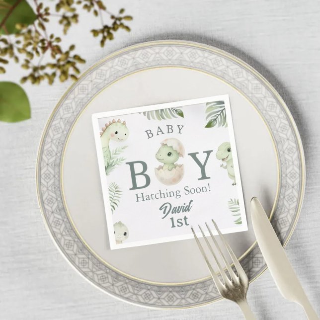 Servilleta De Papel Cute Watercolor Dinosaur 1st Birthday & Baby  (Subido por el creador)