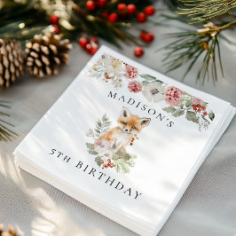 Servilleta De Papel Cute Watercolor Fox Birday Party