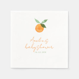 Servilleta De Papel Cute Watercolor Orange Baby Shower