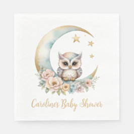 Servilleta De Papel Cute Watercolor Owl Baby Shower