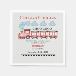 Servilleta De Papel Cute Watercolor Tren rojo segundo cumpleaños
