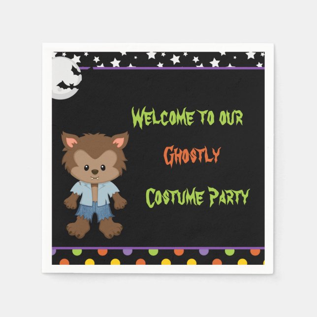 Servilleta De Papel Cute Werewolf Boy Halloween Costume Fiesta (Anverso)