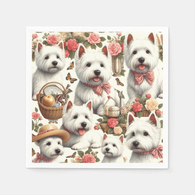 Servilleta De Papel Cute West Highland White Terrier Seamless (Anverso)