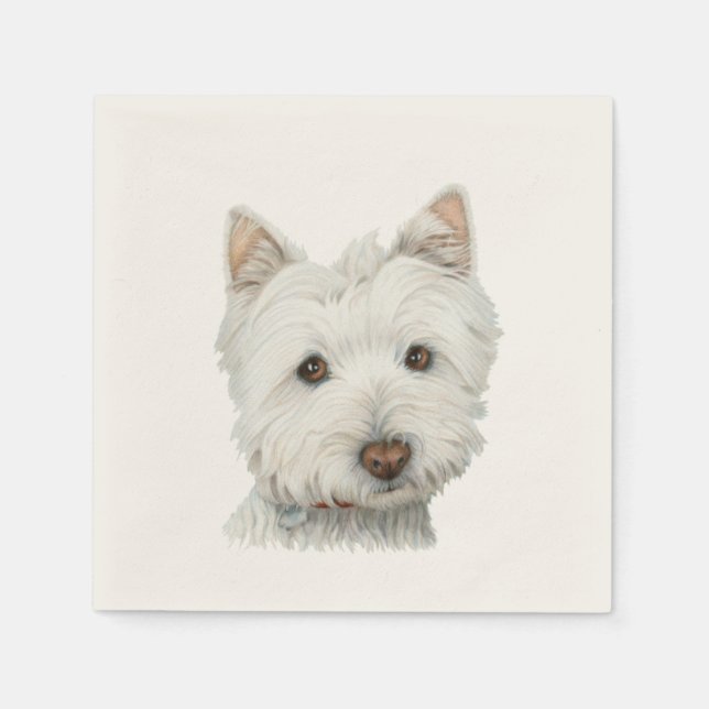 Servilleta De Papel Cute Westie Dog Art Cocktail Napkin (Anverso)