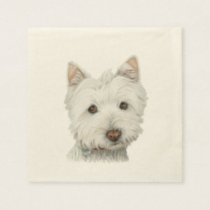 Servilleta De Papel Cute Westie Dog Art Cocktail Napkin