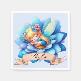 Servilleta De Papel Cute Whimsical Floral Sweets Dreams Sleeping Fairy