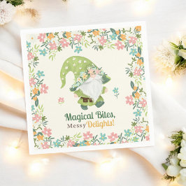 Servilleta De Papel Cute Whimsical Gnome First Birday Floral