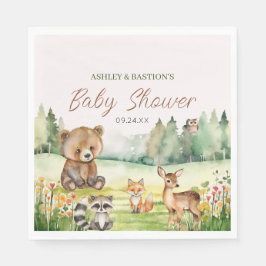 Servilleta De Papel Cute Whimsical Neutral Woodland Animal Baby Shower
