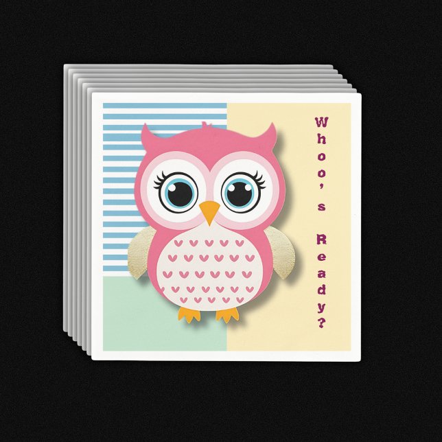 Servilleta De Papel Cute Whimsical Pink Owl Baby Shower (Subido por el creador)