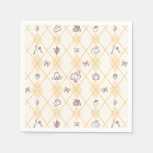 Servilleta De Papel Cute Whimsy Thankding Doodles Diamond Pattern