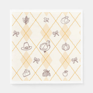 Servilleta De Papel Cute Whimsy Thankding Doodles Diamond Pattern