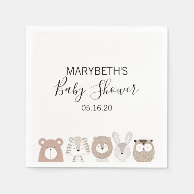 Servilleta De Papel Cute Wild Animals Baby Shower Napkins (Anverso)