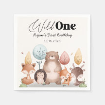 Cute Wild One Forest Woodland Animals Cumpleaños