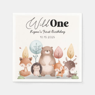 Servilleta De Papel Cute Wild One Forest Woodland Animals Cumpleaños