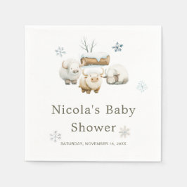 Servilleta De Papel Cute Winter Arctic Cow Baby Shower