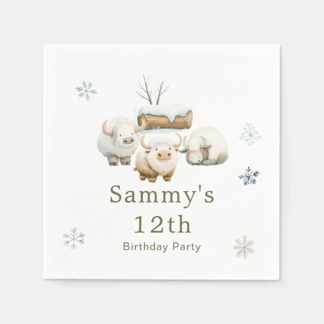 Servilleta De Papel Cute Winter Arctic Cow Birday (Anverso)