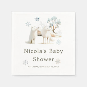 Servilleta De Papel Cute Winter Arctic Wolf Baby Shower