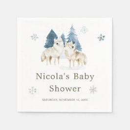 Servilleta De Papel Cute Winter Arctic Wolf Baby Shower
