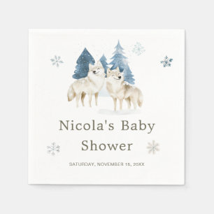 Servilleta De Papel Cute Winter Arctic Wolf Baby Shower