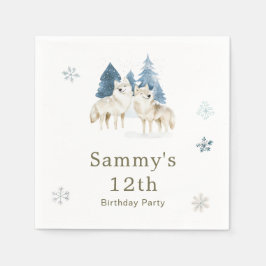 Servilleta De Papel Cute Winter Arctic Wolf Birthday Party