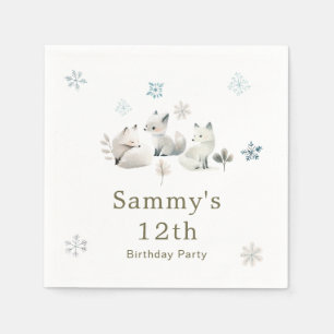 Servilleta De Papel Cute Winter Arctic Wolf Birthday Party