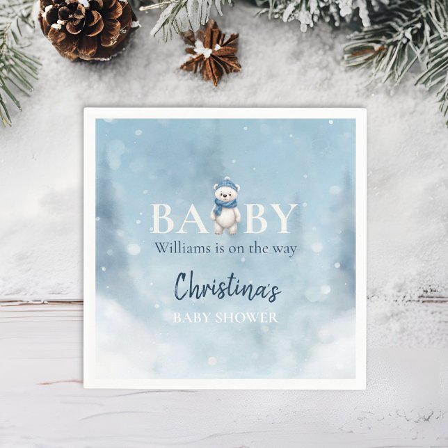 Servilleta De Papel Cute Winter Bear Blue Baby Shower (Subido por el creador)
