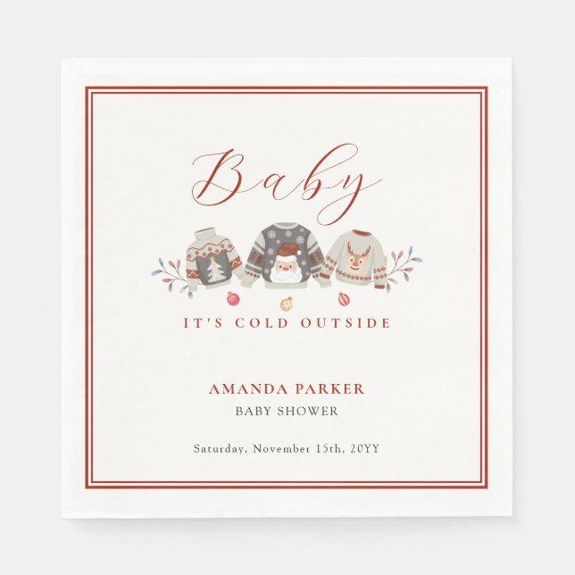 Servilleta De Papel Cute Winter Clothes Navidad Baby Shower (Anverso)