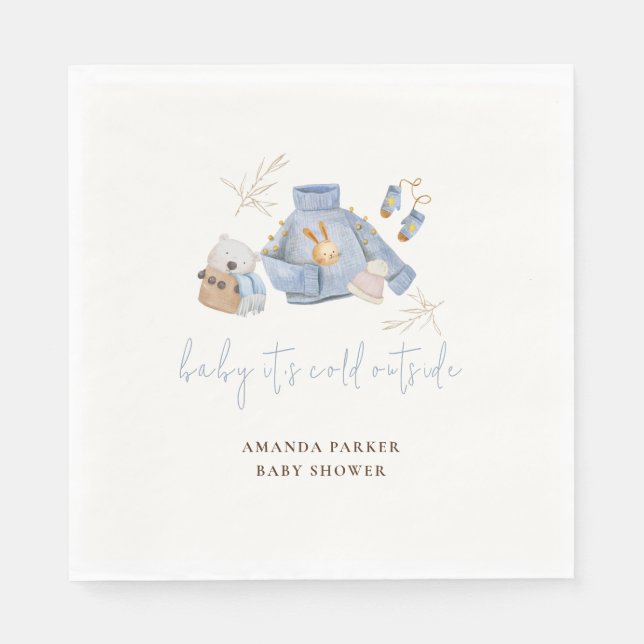 Servilleta De Papel Cute Winter Clothes Toys Chica Baby Shower (Anverso)